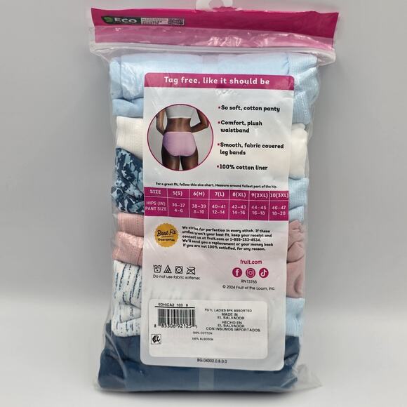Fruit of the Loom Women's 6pk Hi-Cut Cotton Underwear Size 9/2XL - Picture 2 of 2